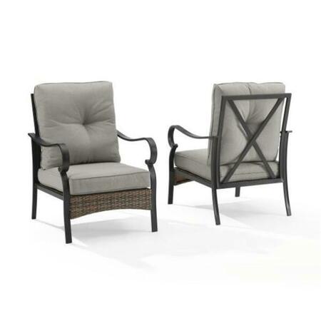 DAHLIA 34.75 x 25 x 28.75 in. Outdoor Metal & Wicker Armchair Set, Taupe - 2 Piece CO6251MB-TE